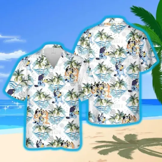 Funny BlueyDad Hawaiian Shirt, BlueyDad Family Beach Shirt, BlueyDad Tropical Summer Shirt