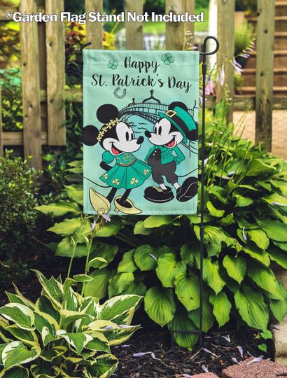 Disney Happy St. Patrick's Day Mickey & Minnie Garden Flag