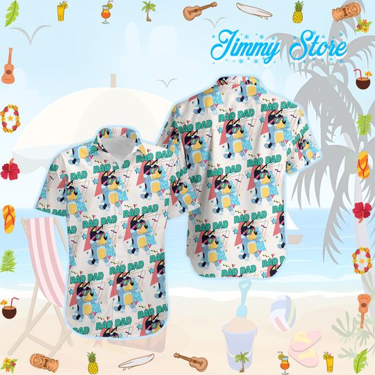 Summer Hawaiian shirt, lueys Rad-Dad Hawaiian Shirt , Cartoon Hawaiian TShirt