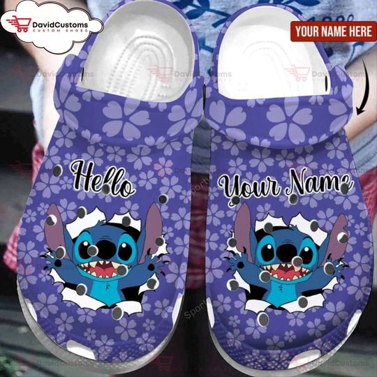 Personalized Disney Adorable Stitch Hello Clogs Shoes