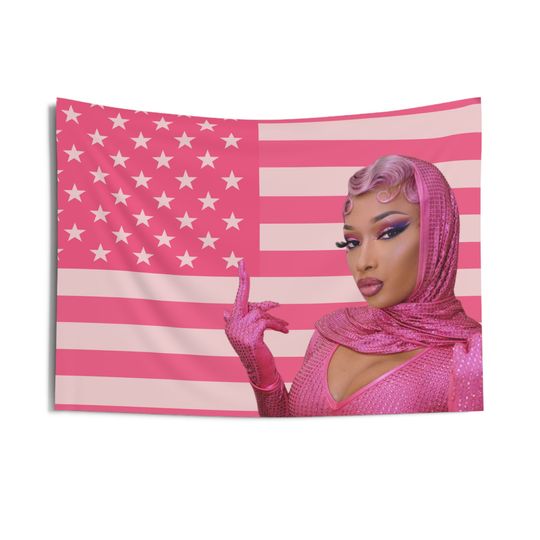 Megan Thee Stallion - Pink American Flag - Funny Meme