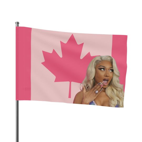 Megan Thee Stallion - Pink Canadian Flag - Funny Meme