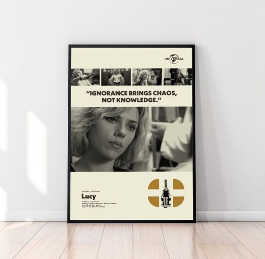 Lucy Poster, Lucy Movie Poster, Luc Besson, Minimalist Poster, Retro Movie Poster, Vintage Poster, Midcentury Wall Art, Home Decor