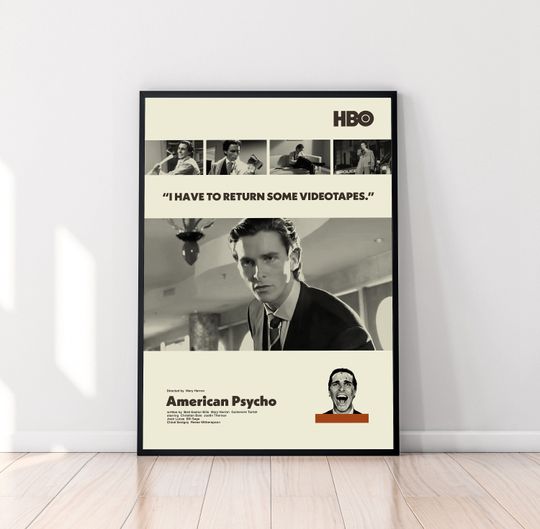 American Psycho Poster, Mary Harron, Minimalist Poster, Vintage Poster, Midcentury Art, Movie Poster, Modern Poster, Wall Decor