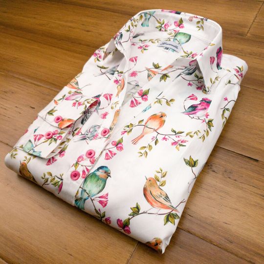 Grenouille Ladies Long Sleeve Colourful Bird Print Blouse