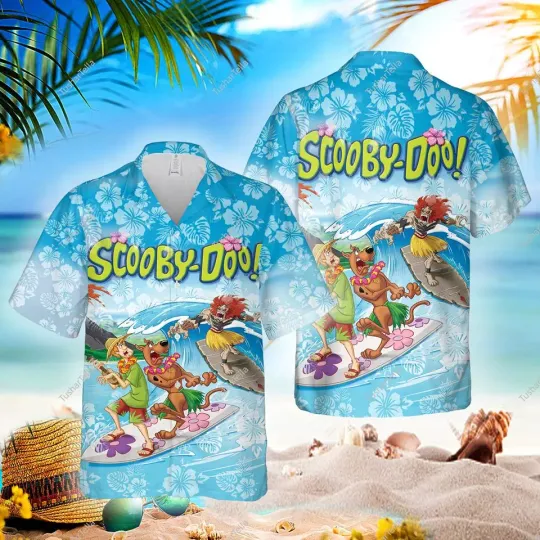 Scooby Doo Hawaiian Shirt, Hawaiian Shirt, Tropical Flower Hawaiian Shirt