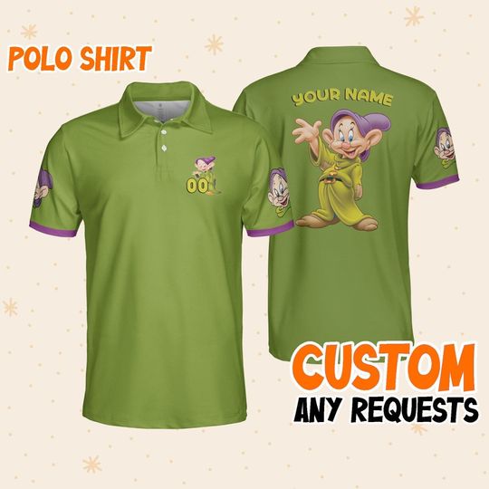 Personalize Dobey Green Violet Polo, Mens Golf Polo Shirt, Disney Performance Polo Shirt