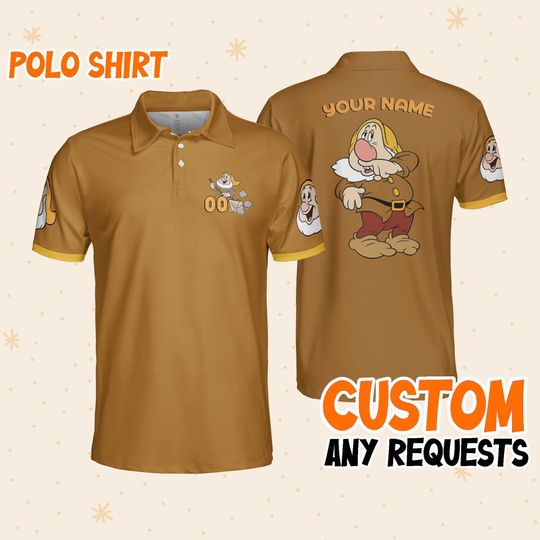 Personalize  Sneezy Polo, Mens Golf Polo Shirt, Disney Performance Polo Shirt
