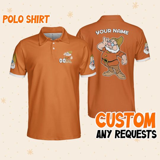 Personalize Doc Orange Polo, Mens Golf Polo Shirt, Disney Performance Polo Shirt