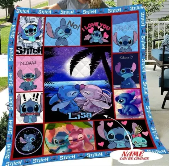 Personalized Name Lilo And Stitch Blanket, Lilo And Stitch Blanket, Stitch Lover