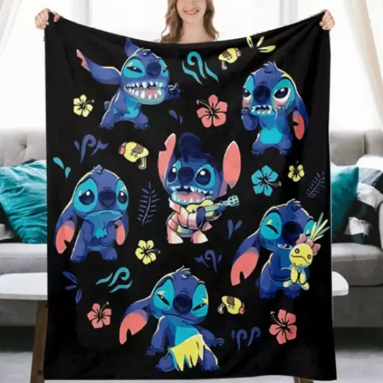 Cute Lilo and Stitch Unique Cute Flannel Blanket for Kids Adults