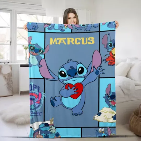 Disney Stitch Blanket, Personalized Disney Lilo and Stitch Blanket