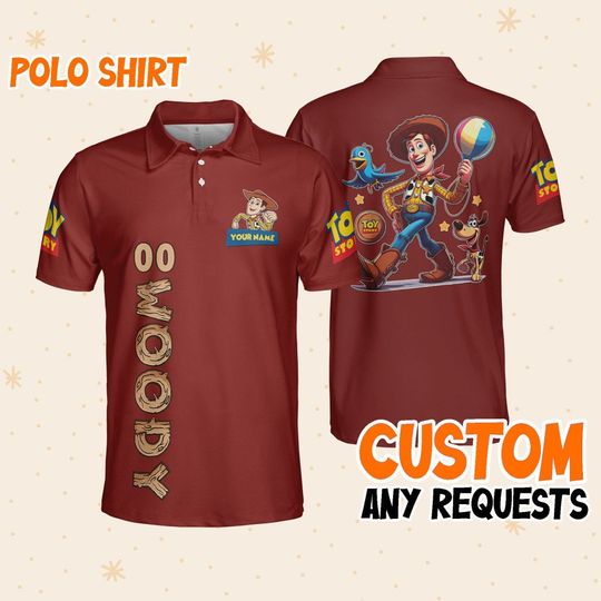 Personalize woody kid red polo, Mens Golf Polo Shirt, Disney Performance Polo Shirt