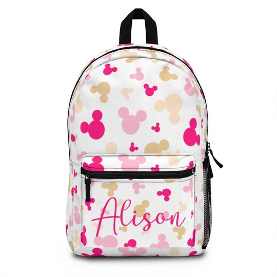 Personalized Disney Backpack, Pink Minnie All Over Print Backpack, Disney School Backpack, Disney Vacation Backpack