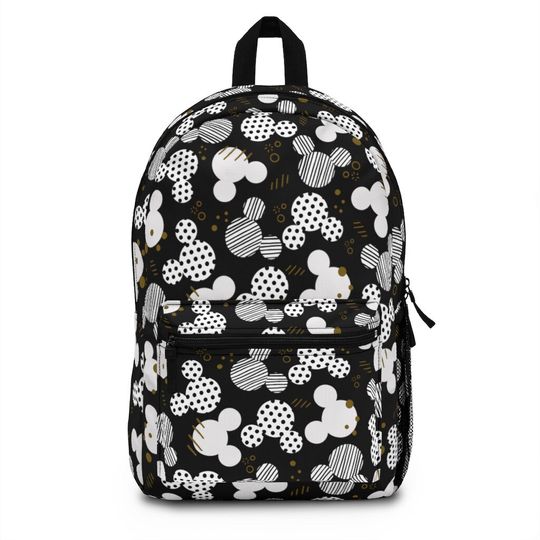 Mickey Polka Dot Backpack, Disney Backpack, Black Background, Disney School Backpack