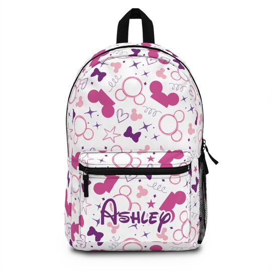 Personalised Purple Mouse Backpack, Disney Backpack, Disney School Backpack, Disney Vacation Backpack