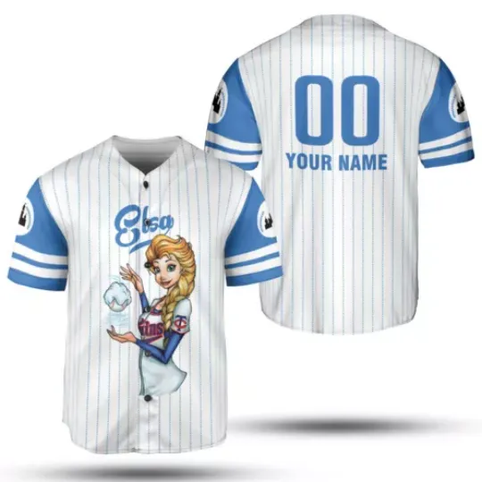 Personalized Elsa Playing Baseball Frozen Ice Queen Baseball Jersey Shirt