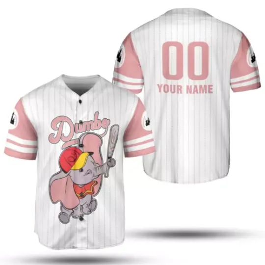 Personalized Dumbo Elephant Playing Baseball Dumbo Lovers Baseball Jersey Shirt