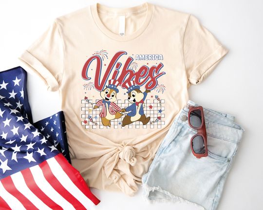 Chip And Dale 4th Of July American Vibes Shirt, Disney Patriotic T-Shirt