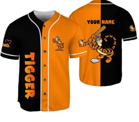 Personalized Tigger Baseball Player Winnie The Pooh Fans Baseball Jersey Shirt