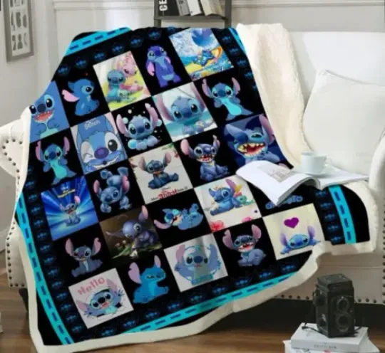 Lilo And Stitch Movie Funny Fleece Blanket for Bed Sofa Couch Hello Stitch Cute