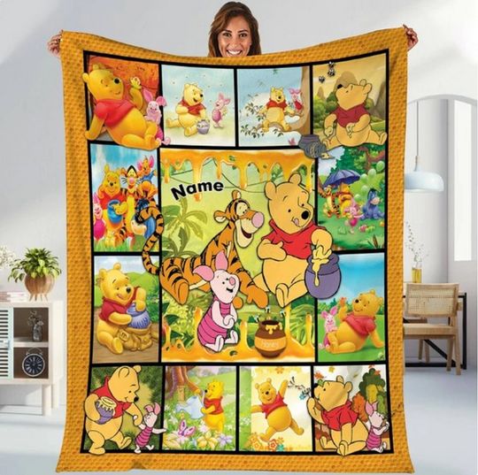 Winnie-Pooh Custom Name The Pooh Disney Character Cute Fleece Blanket