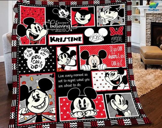 Magic Kingdom Mickey Mouse Fleece Blanket, Gift For Kid, Customized Name Blanket