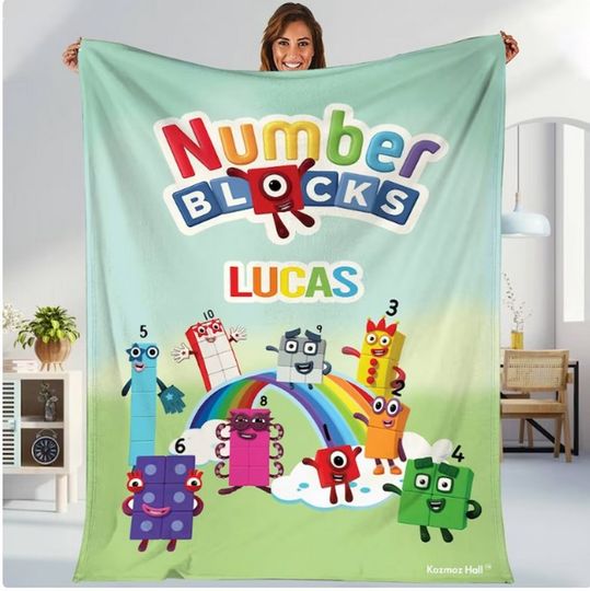 Personalized Numberblocks Blanket, Numberblocks Fleece Blanket, Kid Song Colorful Blanket