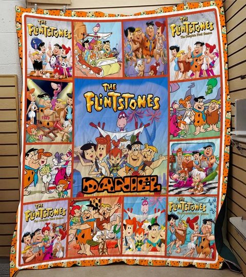 Customized Flintstones Fleece Blanket, Flintstones Baby Blanket, Custom Blanket with Name