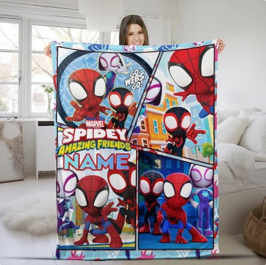 Spidey and His Amazing Friends Fleece Blanket, Spiderman Birthday Blanket