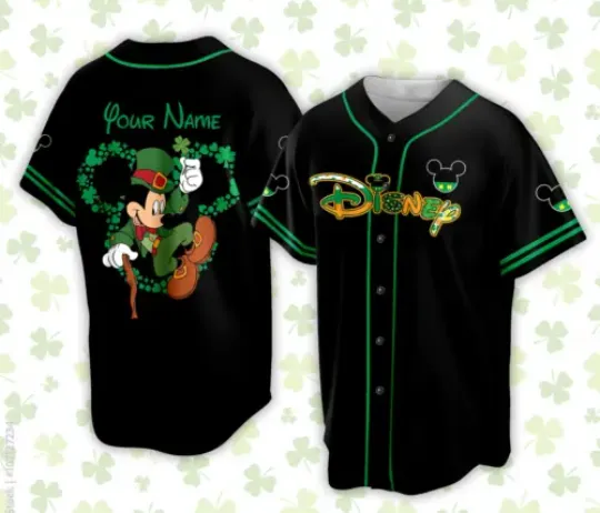 Personalized Mickey Leprechaun St Patrick's Day Baseball Jersey Shirt