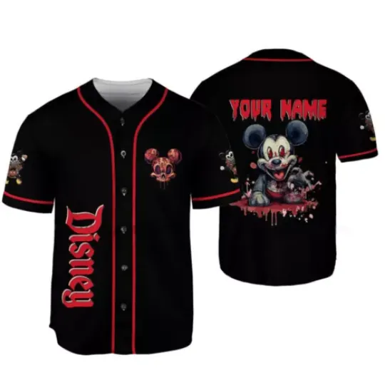 Personalized Mickey Mouse Scary Zombie Spooky Vibes Baseball Jersey Shirt