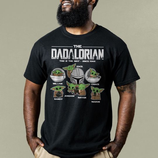 Personalized Dadalorian Shirt, Custom Father's Day Shirt With Kid Names, Best Dad In the Galaxy, Dad and Baby Matching
