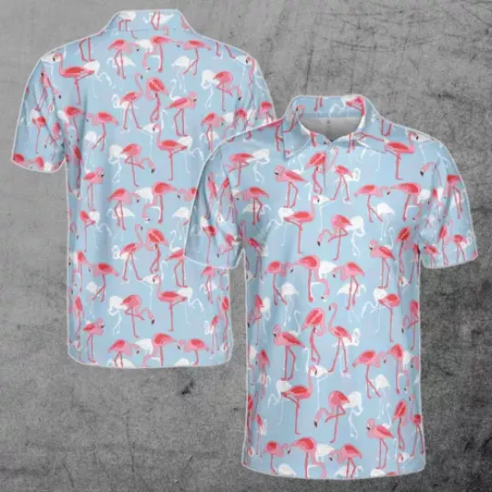 Funny Colorful Flamingo Golf  Men's Polo Shirt