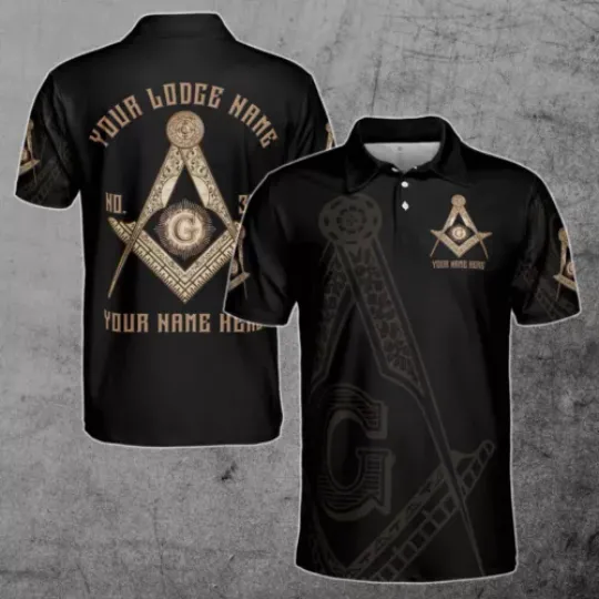 Customize Name, Lodge Name and Number Freemason Polo Shirt
