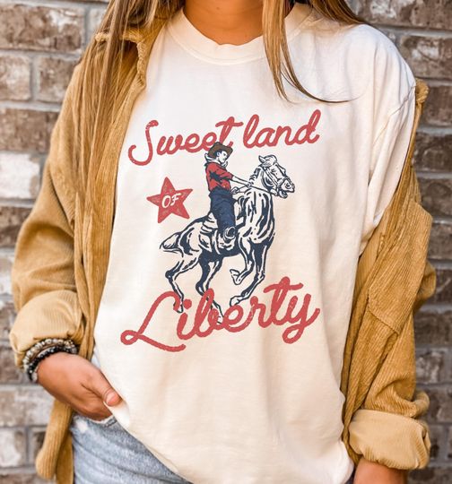 Vintage Americana 4th of July Tshirt, Cowboy T Shirt