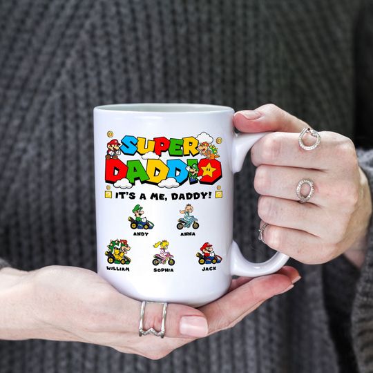 Personalized Super Daddio Mug, Custom Father's Day Gift Mug, Super Daddio Mug, Funny Dad Gamer Mug, Funny Gift for Dad