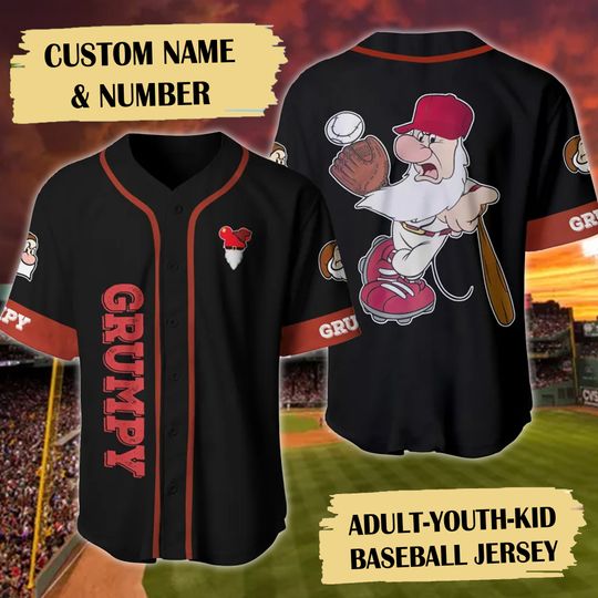 Famous Angry Dwarf Character Baseball Jersey, Animated Crabby Beard Dwarf Jersey Shirt