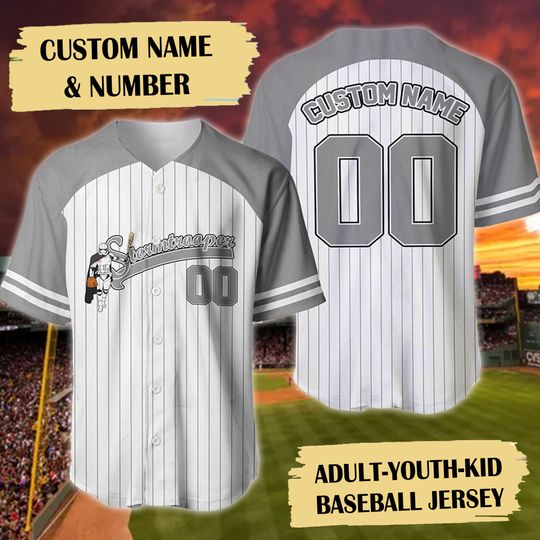 Personalized White Space Warrior Baseball Jersey, Custom Name Space Movie Baseball Jersey