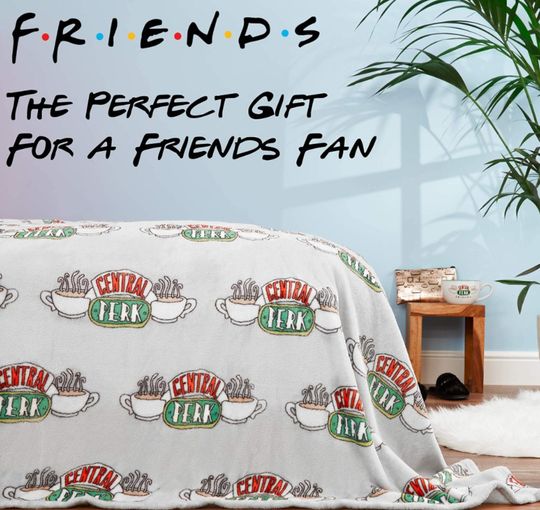 Friends TV Show Blanket, Central.Perk Grey Background Friends TV Series Fleece Blanket