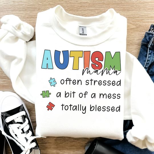 Autism Mama Shirt, Often Stressed A Bit of A Mess Totally Blessed Shirt, Autism Awareness Shirt, Autism Mom Shirt, Blessed Autism Mama Shirt