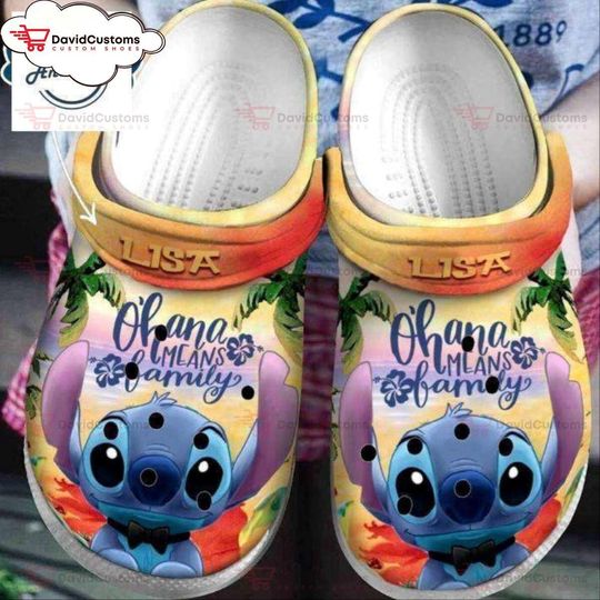Custom Stitch Disney Ohana Clogs Cute Cartoon Shoes Women Men Unique Gift,Custom Clogs, Personalized Clogs