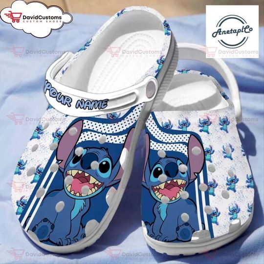 Cute Stitch Lovers Custom Personalized Disney Clogs Cartoon Movie Sandals, Personalized Clogs