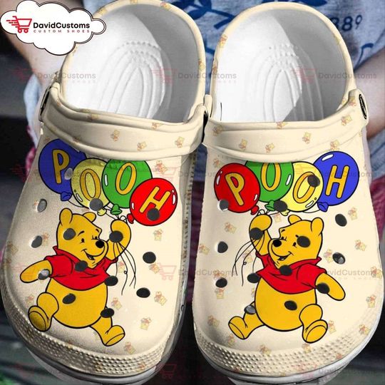 Customized Pooh Style Personalized  3D Clog Shoes for Winnie the Pooh Fans, Personalized Clogs