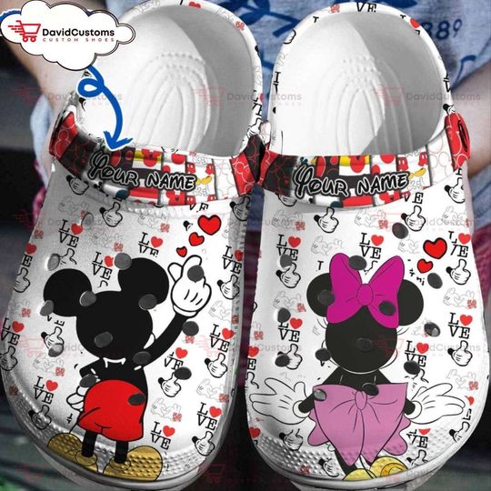 Design Your Disney Adventure Personalized Mickey Minnie  3D Clog Shoes, Personalized Clogs