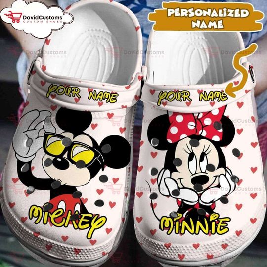 Designed for Disney Enthusiasts Personalized Mickey Minnie  3D Clog Shoes, Personalized Clogs