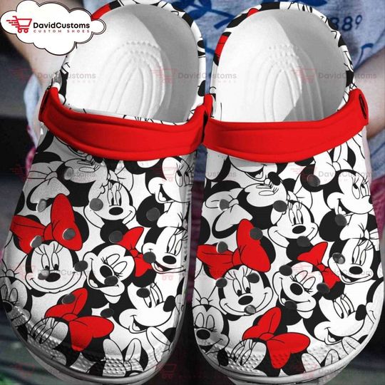 Disney Delight Embrace the Iconic Minnie Mouse with 3D Clog Shoes, Personalized Clogs