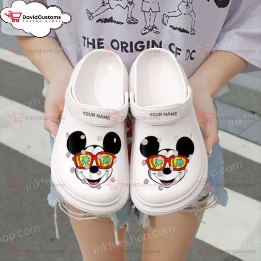 Disney Mickey Island Sunglasses Cartoon  Shoes Clogs Custom Name, Personalized Clogs