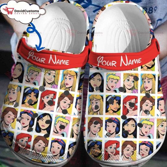 Disney Princess Characters  3D Clog Shoes, Personalized Clogs