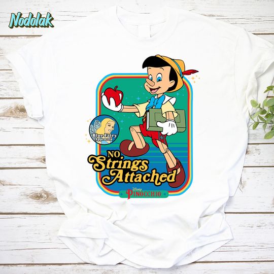 No Strings Attached Pinocchio Unisex Vintage T-Shirt, Pinocchio Shirt, Pinocchio Lover Shirt, Pinocchio Movies Shirt
